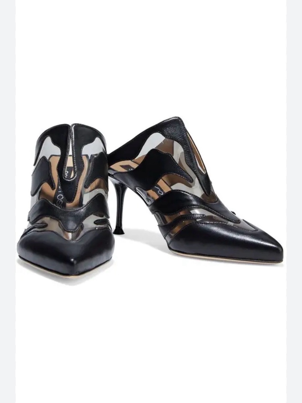 🔥🔥Sergio Rossi Black and transparent Pointed Toe Ankle Booties